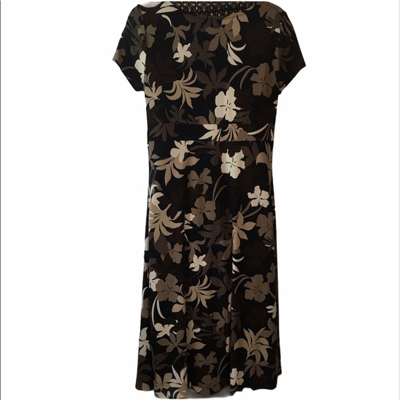 DRESS CRISS CROSS CONTRASTING FLORAL SZ SM BROWN - Picture 7 of 7